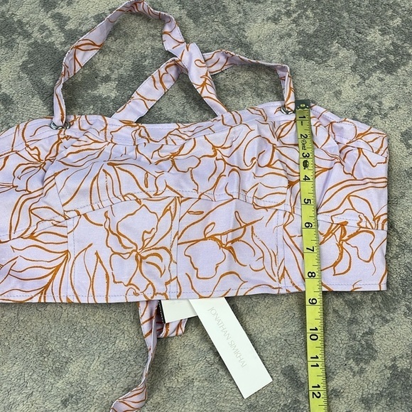 NWT Jonathan Simkhai Tilly Painted Tropical Floral Print Lupine Crop Top Sz XL - Picture 9 of 14